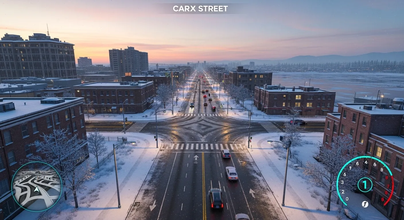 CarX Street Snowfest Update Winter Environment Sunset City