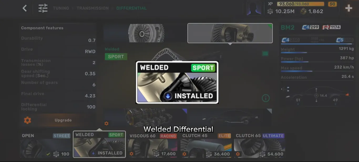 CarX Street 100 Percent Differential Lock for Drifting