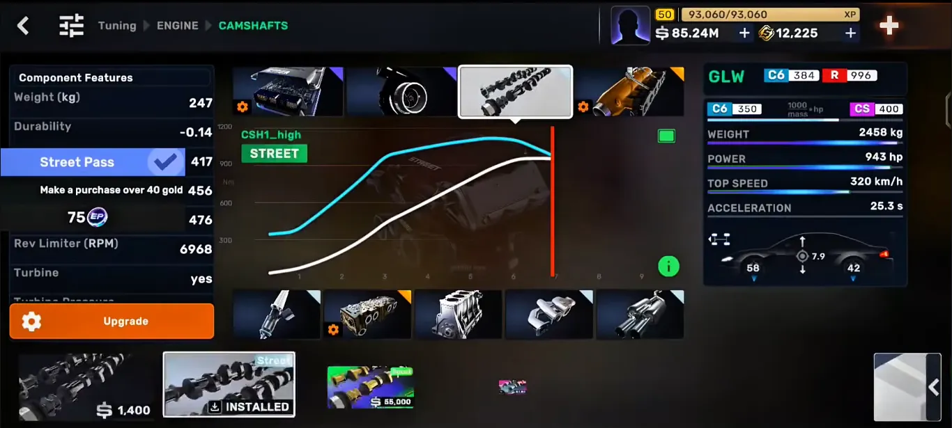 CarX Street Engine Swap Menu and Prices v1.16.0