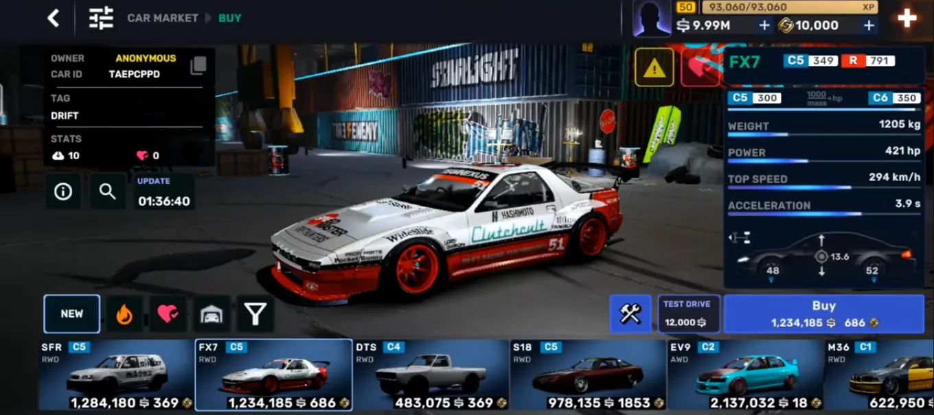 CarX Street v1.16.0 New Car Market Buy and Sell Guide